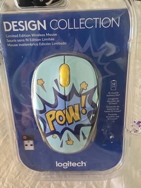 Logitech Limited Edition Wireless Mouse - Aqua with Yellow Accent 'POW!'